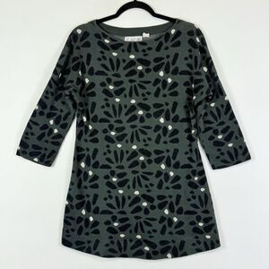 Field‎ & Flower Womens XS Green Abstract Floral Boatneck Secret Garden Sweater